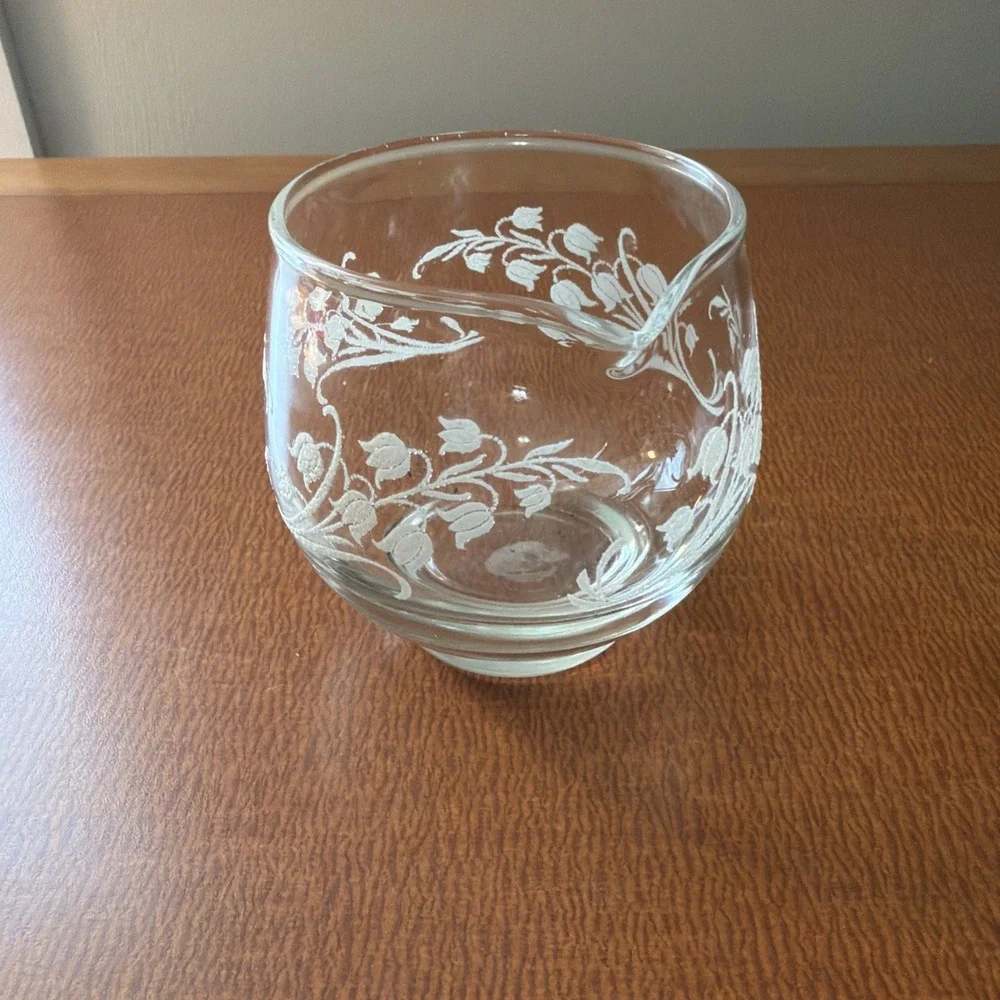 Vintage Libbey Lilly of the Valley Clear Glass Creamer